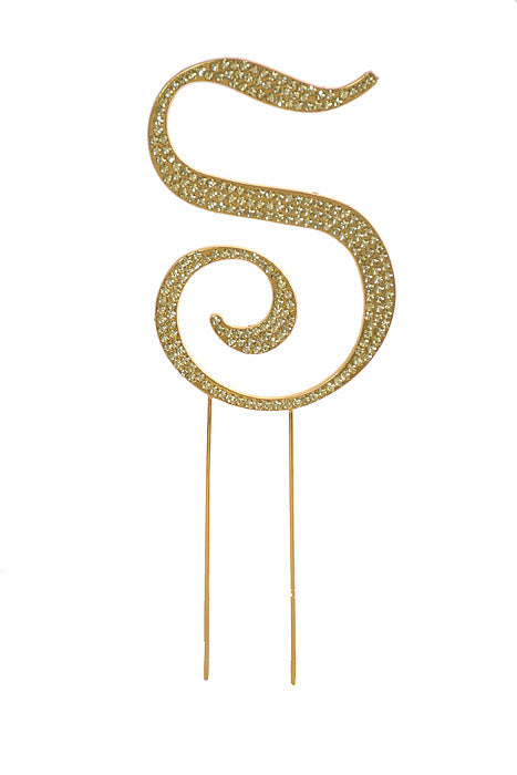 4.75" Rhinestone Monogram Letter "S" Gold