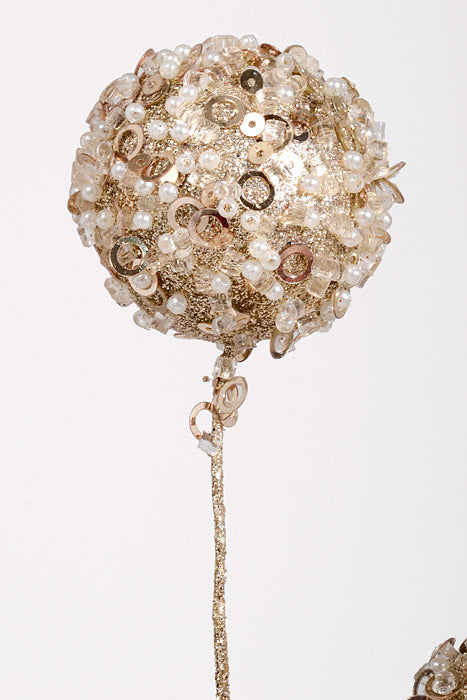 20" Glittered Ball Spray Champagne