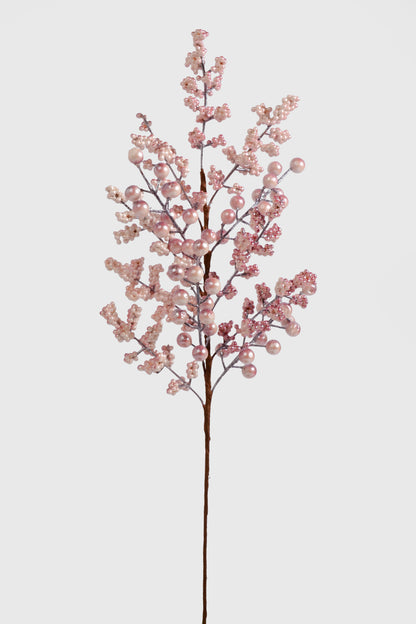 24" Metallic Berries Stem White/Pink