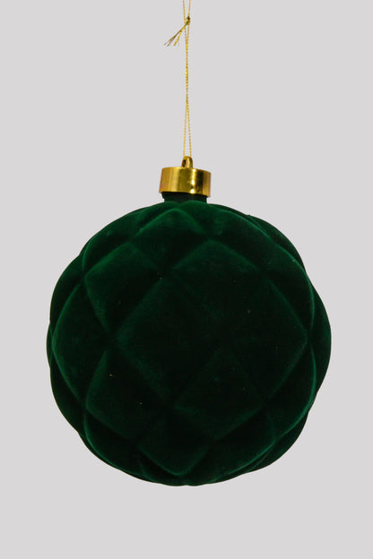 6" Flocking Ball Ornament Green Bx/2