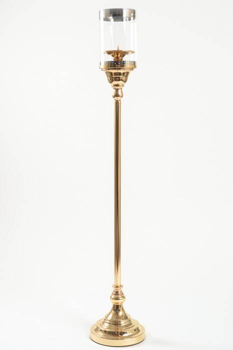 35&quot; Metal Candle Holder Stand W/glass Gold
