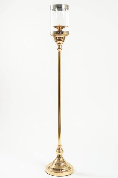 35&quot; Metal Candle Holder Stand W/glass Gold