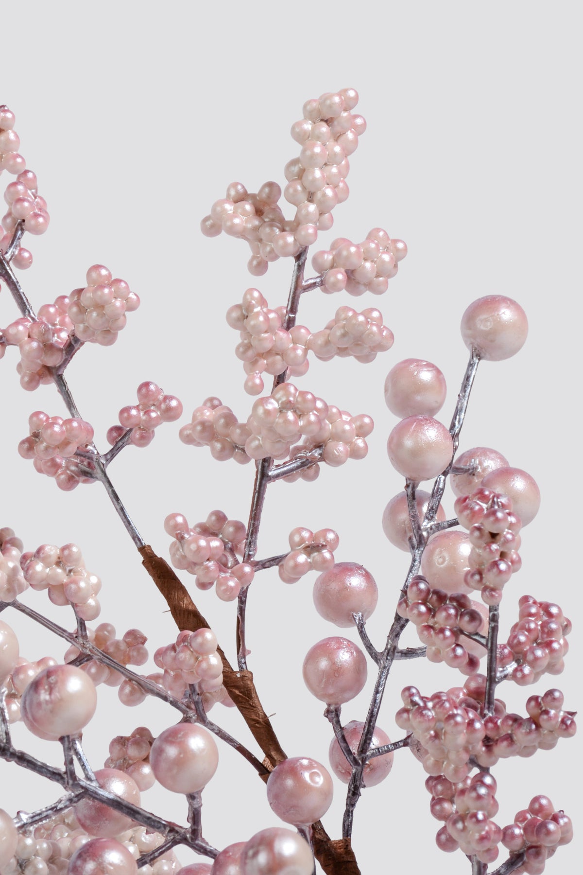 24" Metallic Berries Stem White/Pink