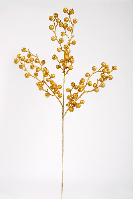 27.5" Glitter Berry Spray Gold