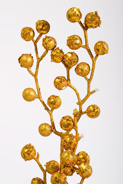 27.5" Glitter Berry Spray Gold