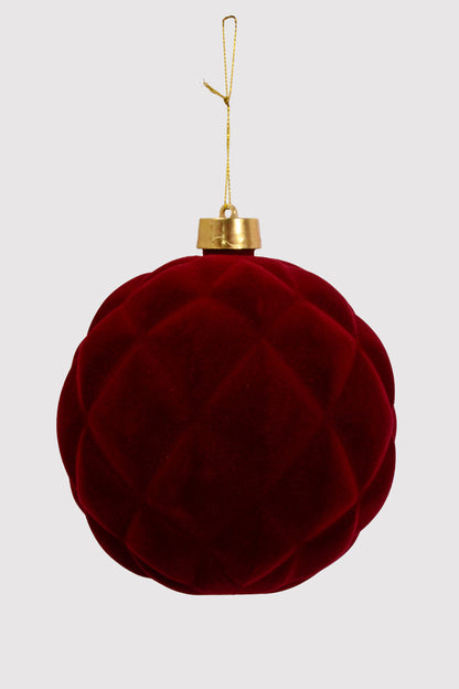 6" Flocking Ball Ornament Burgundy Bx/2