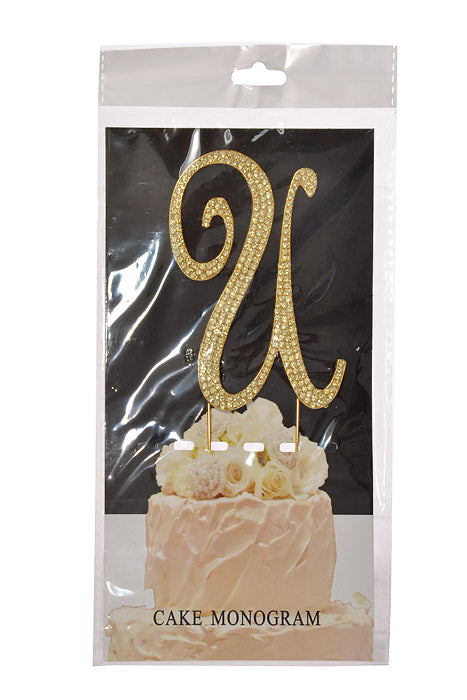 4.75" Rhinestone Monogram Letter "U" Gold