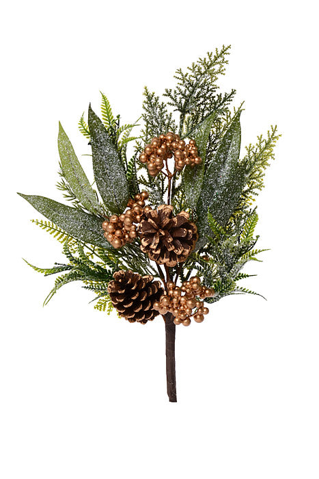 16" Berry Cone Fern Pick Gold/Green