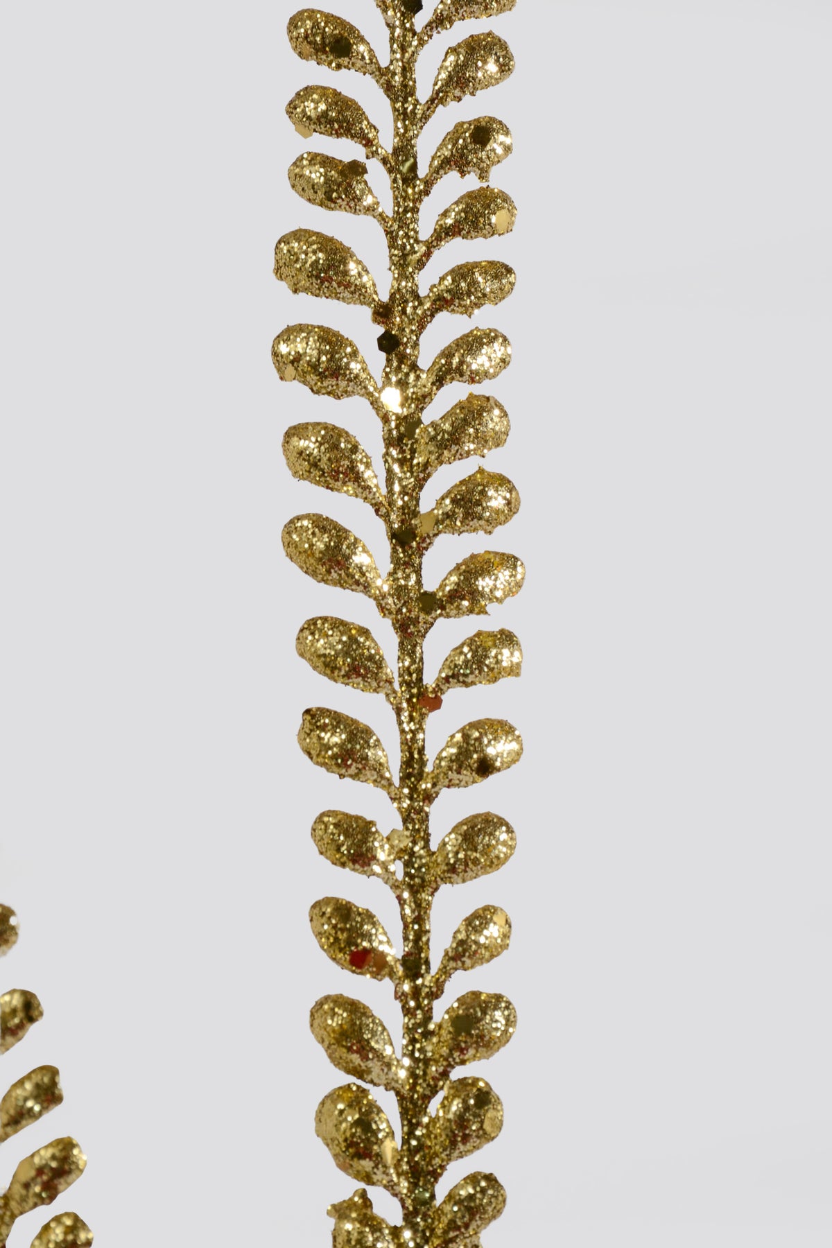 35" Glitter Leaves Stem Gold