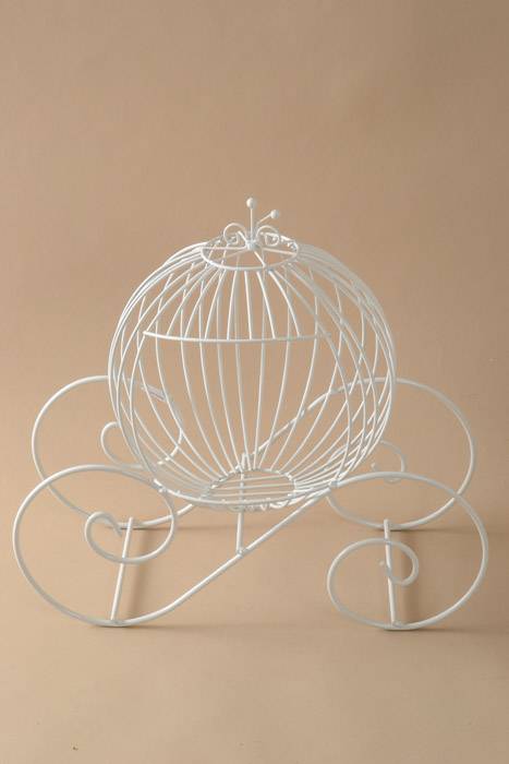 15" X 14" Metal Cinderella Cart White