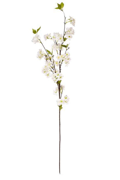 50" Silk Cherry Blossom Spray White