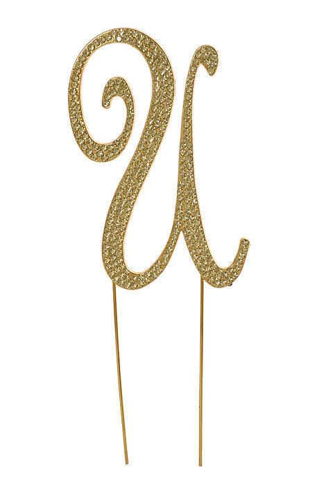 4.75" Rhinestone Monogram Letter "U" Gold