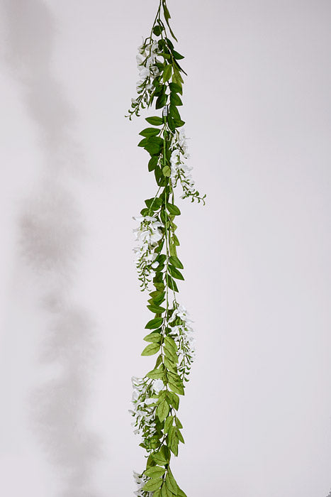 6Ft Artificial Wisteria Garland White