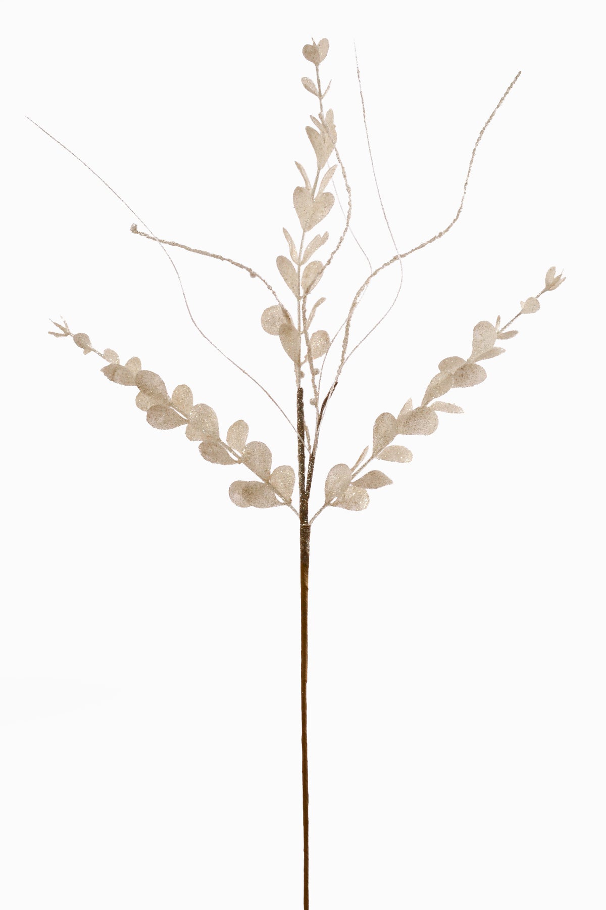 30" Glitter Berries Leaves Stem Cream