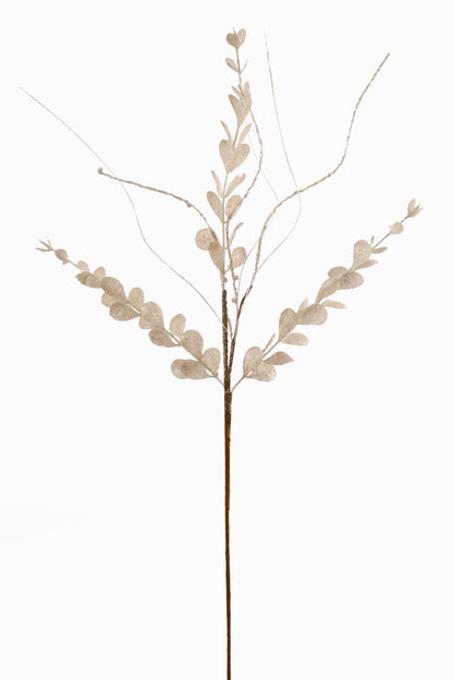 30" Glitter Berries Leaves Stem Cream