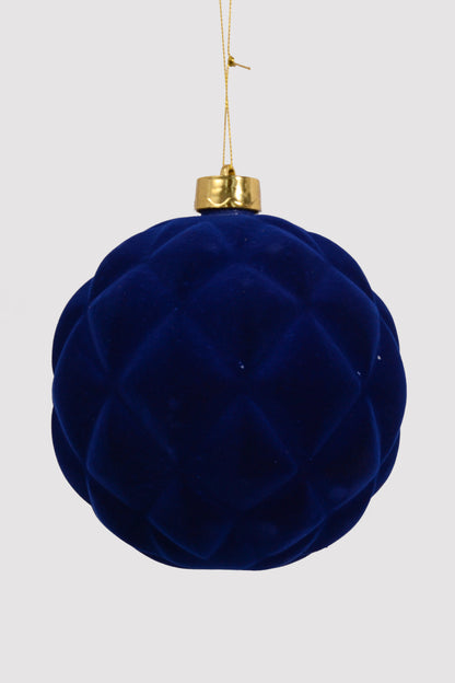 6" Flocking Ball Ornament Royal Blue Bx/2