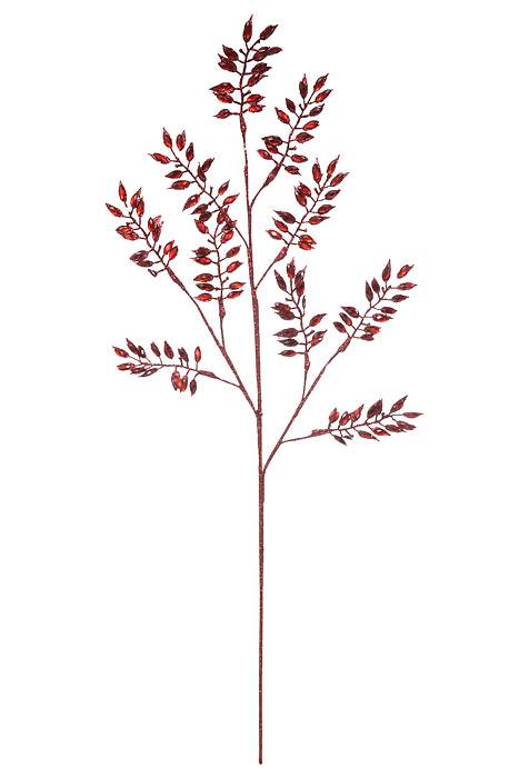 30" Metallic Acrylic Leaves Spray Burgundy