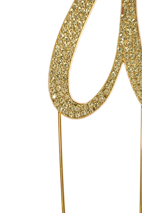 4.75" Rhinestone Monogram Letter "U" Gold