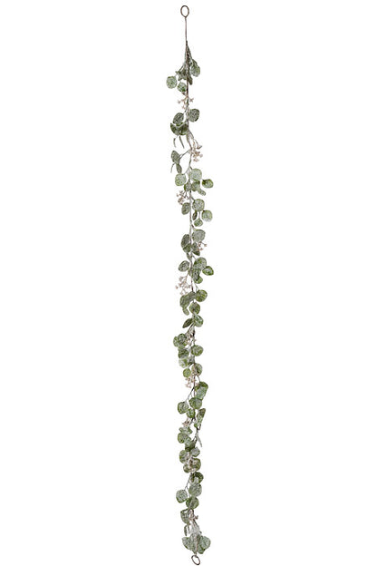 70" Snowed Seed Eucalyptus Garland Green/White