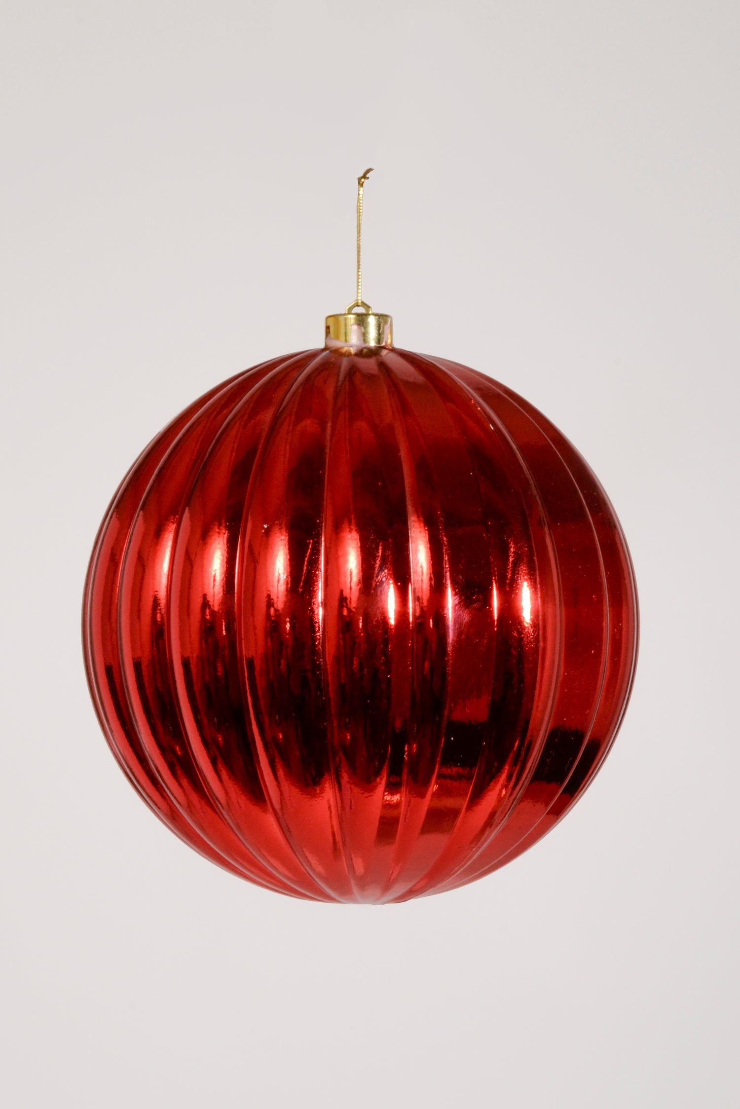 200Mm Shiny Pumpkin Ball Ornament Red