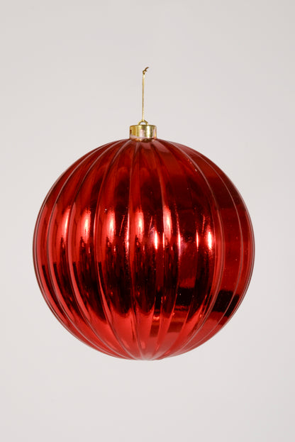200Mm Shiny Pumpkin Ball Ornament Red
