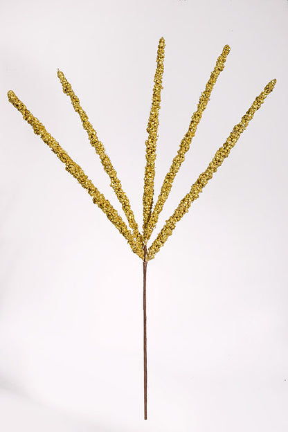 24" Glitter Foxtail Grass Spray Gold