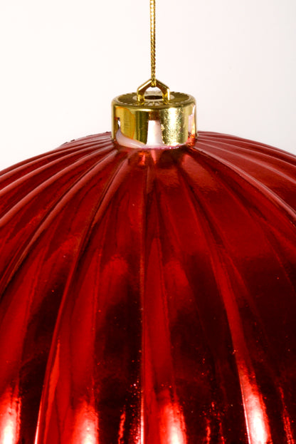 200Mm Shiny Pumpkin Ball Ornament Red