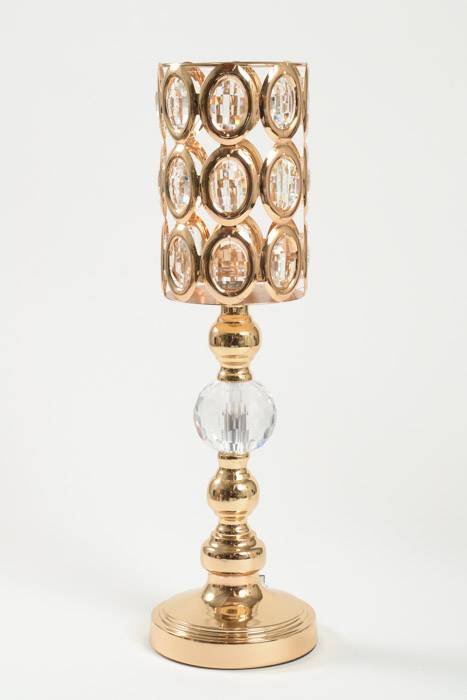 19" Crystal Candle Holder Stand Gold