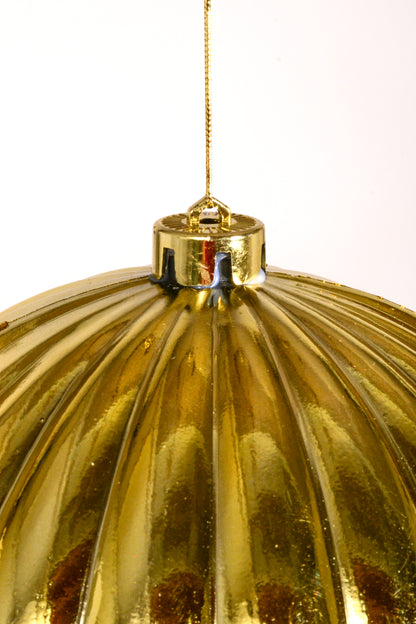 200Mm Shiny Pumpkin Ball Ornament Gold