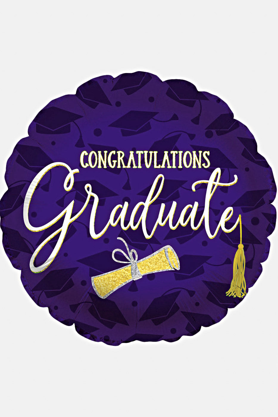 17" Round Glitter Diploma Graduation Balloon Purple/Black Pkg/10