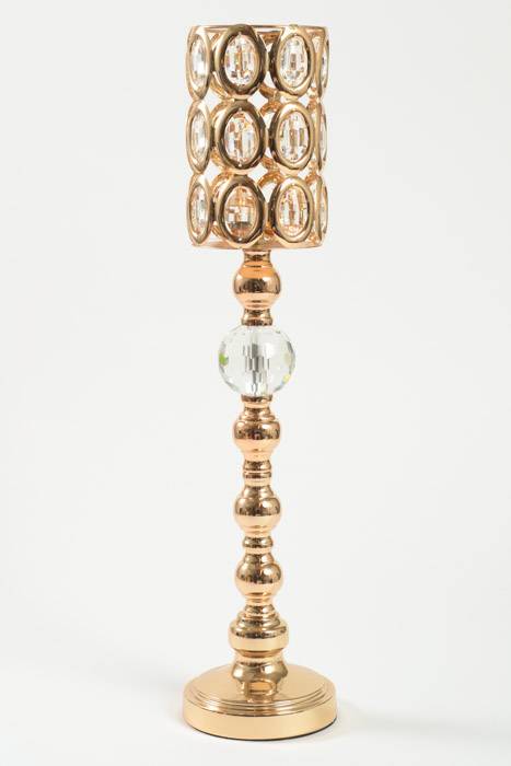 24" Crystal Candle Holder Stand Gold