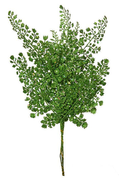 18" Glitter Sequin Maiden Hair Spray Green Pkg/3