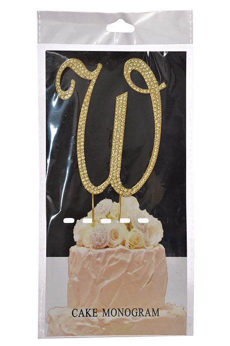 4.75" Rhinestone Monogram Letter "W" Gold