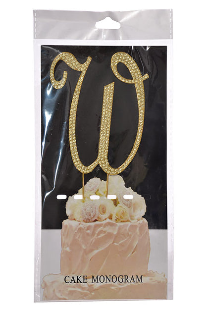 4.75" Rhinestone Monogram Letter "W" Gold