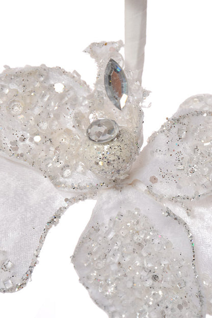 33" Iced Winter Phalaenopsis Orchid Spray White/Frost