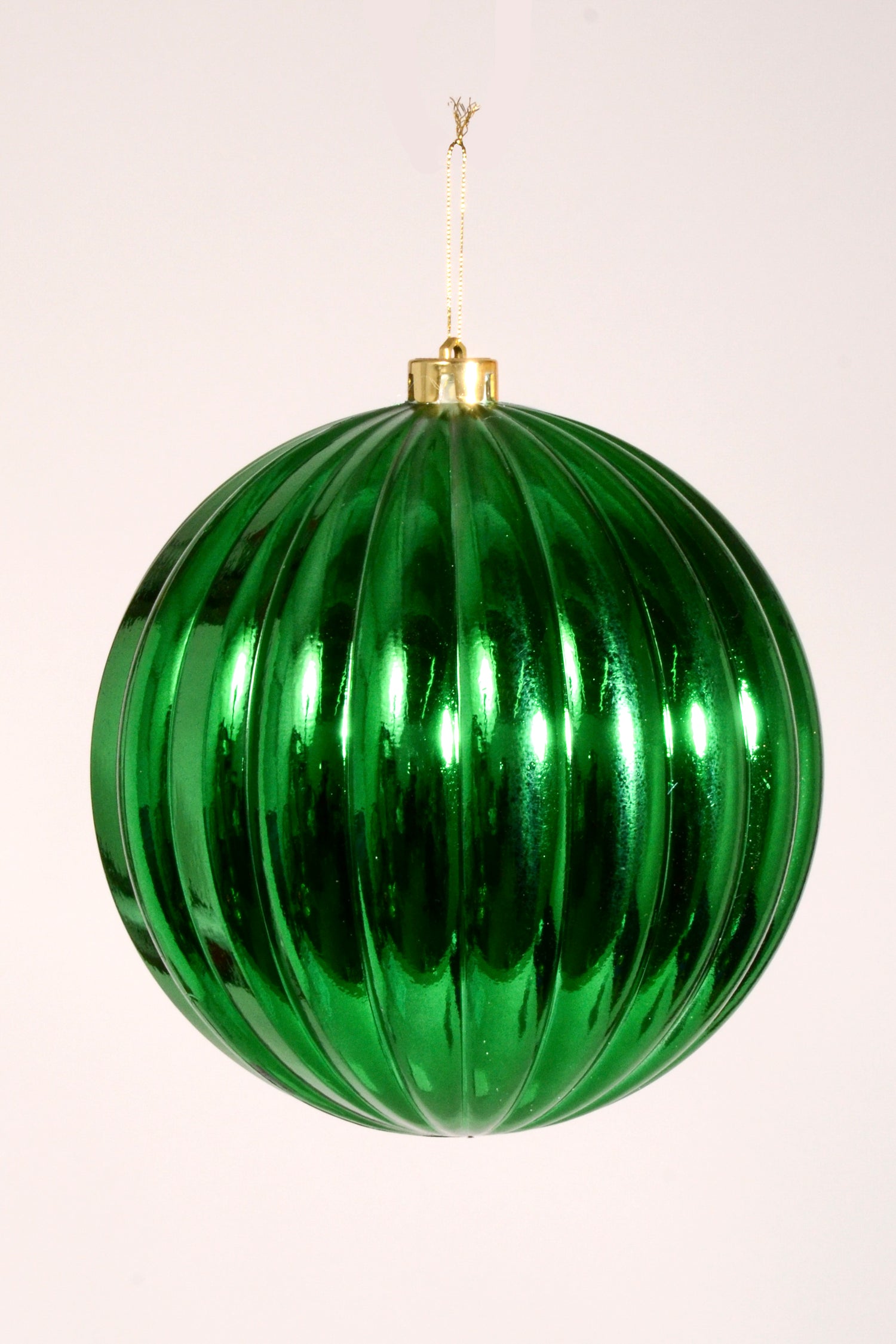 200Mm Shiny Pumpkin Ball Ornament Green