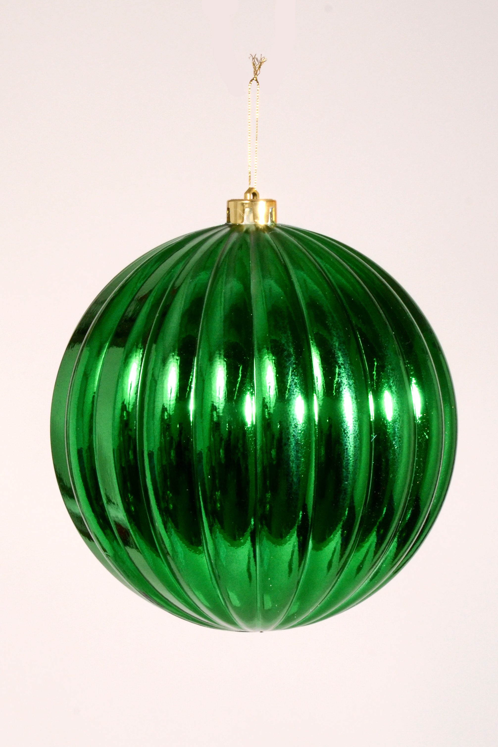200Mm Shiny Pumpkin Ball Ornament Green