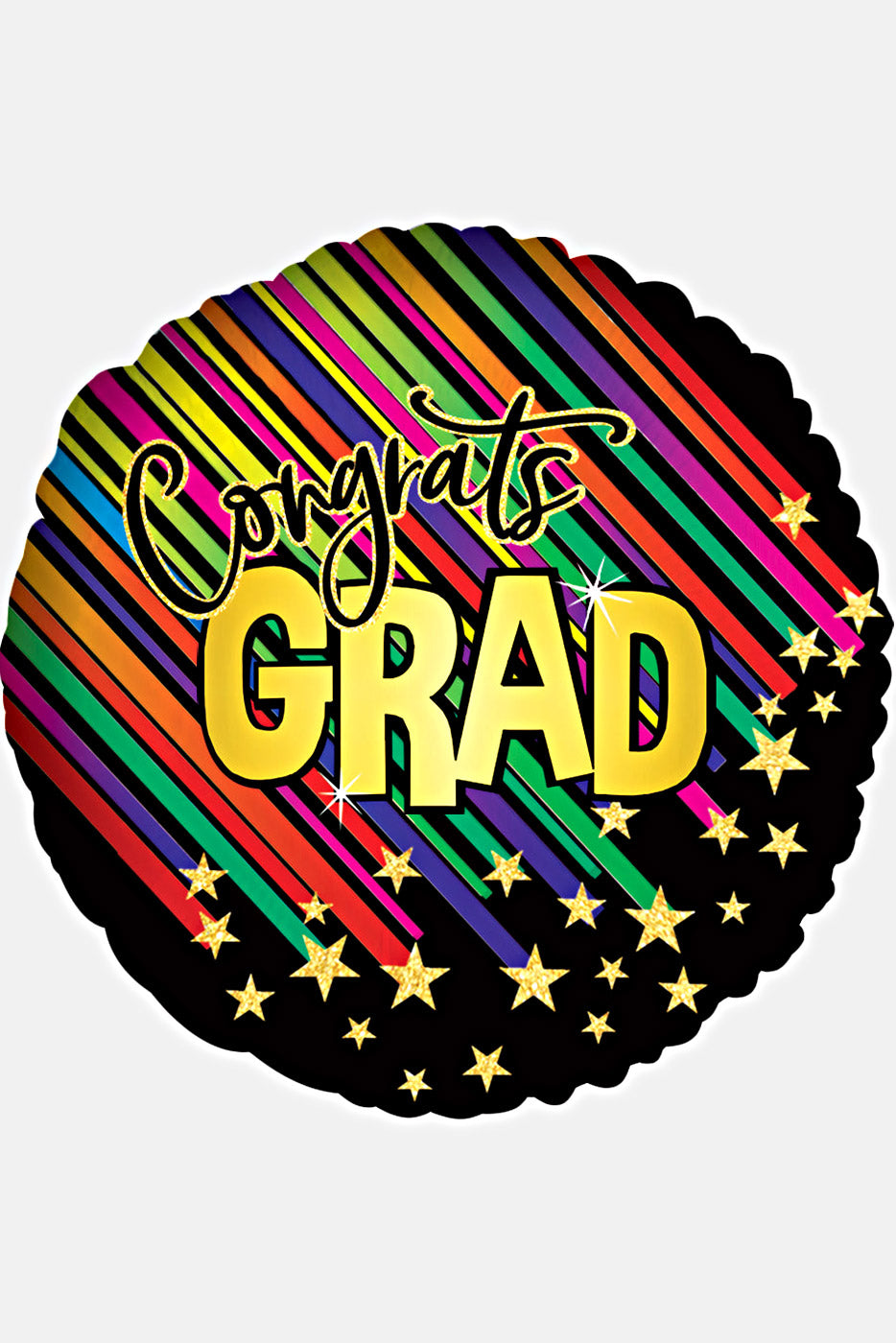 17" Round Cascading Stars Graduation Balloon Black/Multicolor Pkg/10