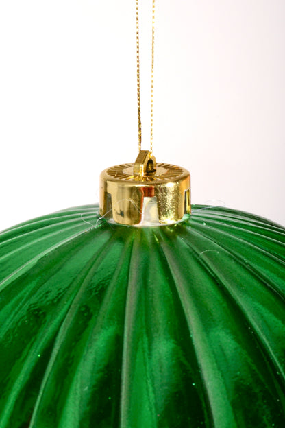 200Mm Shiny Pumpkin Ball Ornament Green