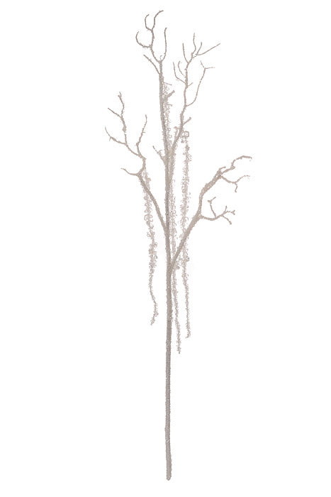 36" Beaded Amaranthus Hanging Spray Clear Water/White