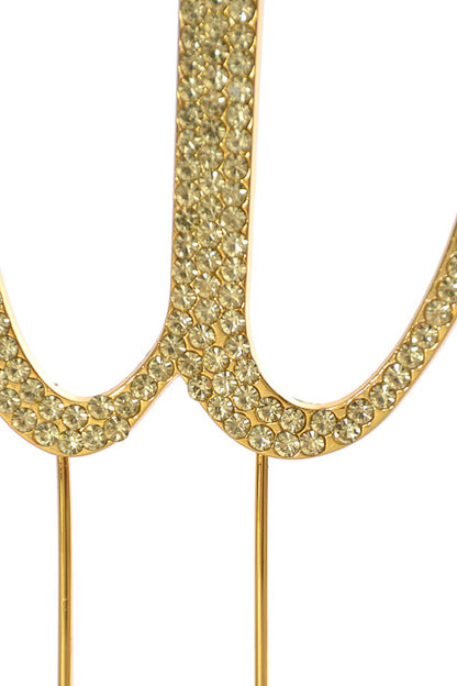 4.75" Rhinestone Monogram Letter "W" Gold