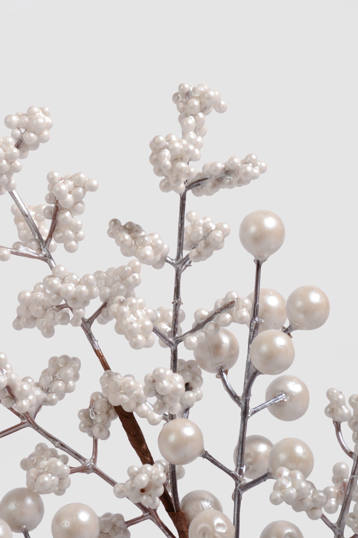 24" Metallic Berries Stem Silver/White