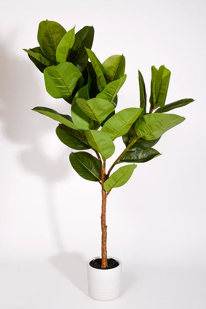 3Ft Artificial Rubber Leaf Tree with Ceramic Pot Green