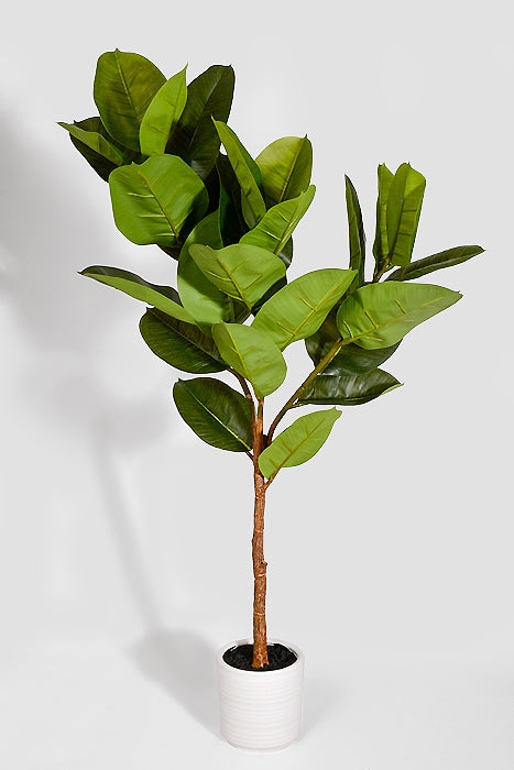 3Ft Artificial Rubber Leaf Tree with Ceramic Pot Green