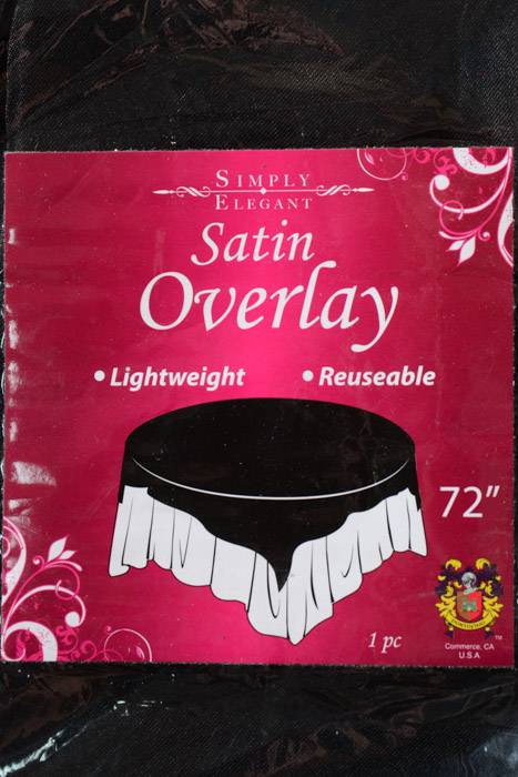 72" X 72" Satin Overlay Black