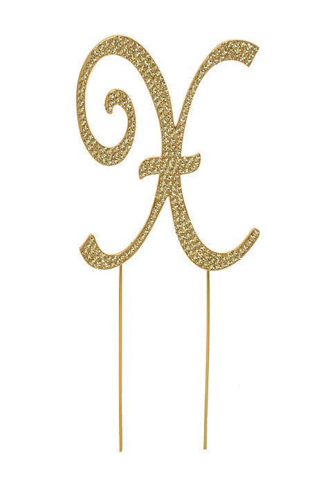 4.75" Rhinestone Monogram Letter "X" Gold