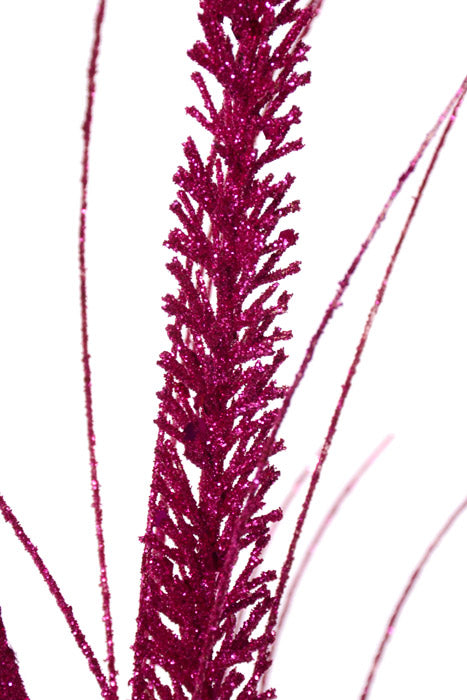 34" Glitter Mica Triple Spike Grass Spray Hot Pink