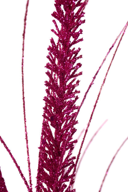 34" Glitter Mica Triple Spike Grass Spray Hot Pink