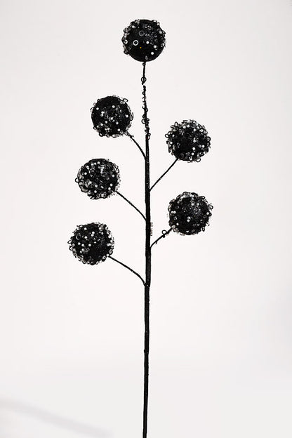 20" Glittered Ball Spray Black