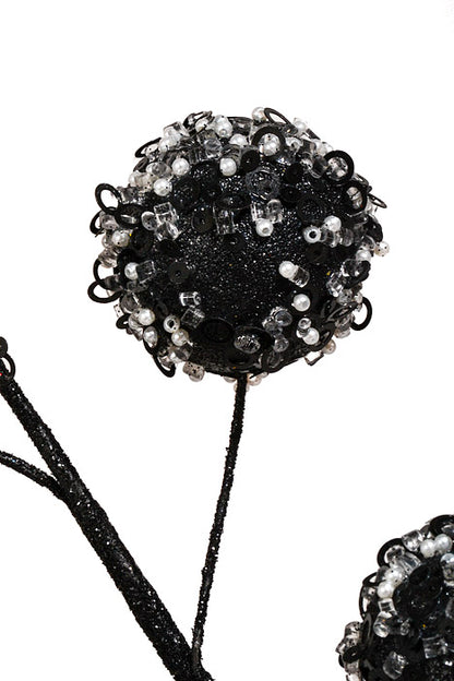 20" Glittered Ball Spray Black